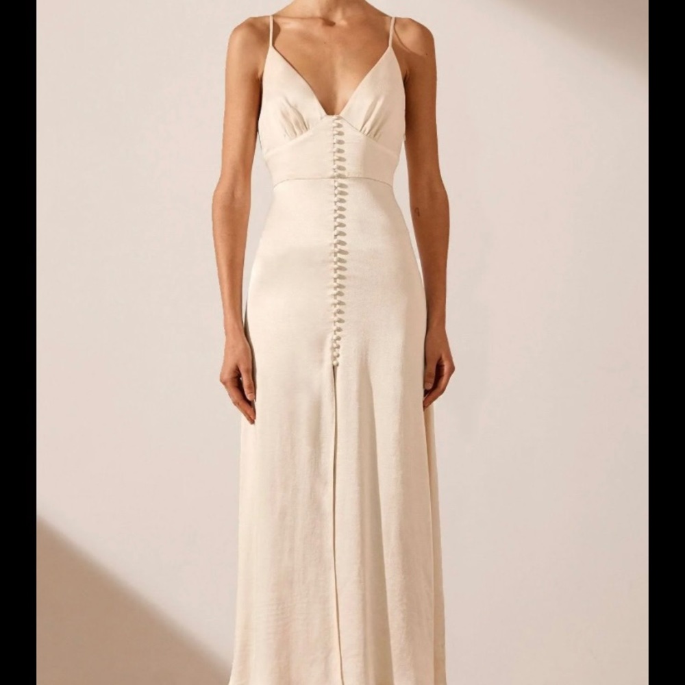 Shona Joy La Lune Cocktail Midi Dress in Cream